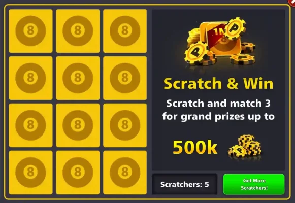 You can get free coins from 8ball pool scratch and win